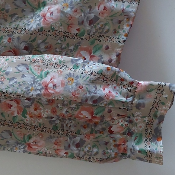 Vintage Bohemian Floral Button Front Blouse Western Festival Victorian 11/12 M/L - Picture 3 of 7